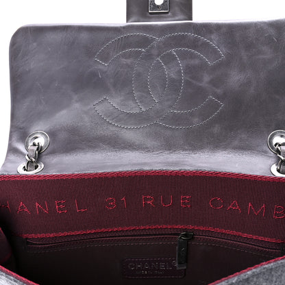 Chanel Felt Glazed Calfskin Quilted Edelweiss Flower Flap Grey 6 of 13