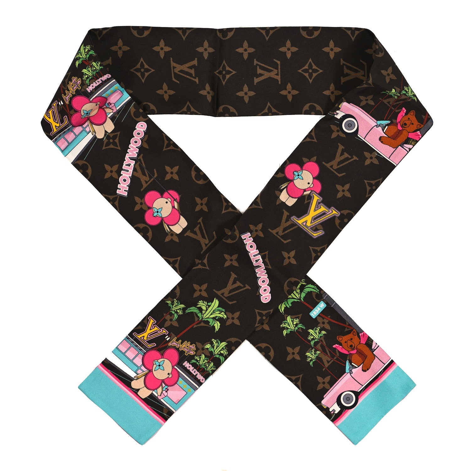 Louis Vuitton Silk Monogram 2021 Hollywood Christmas Animation Bandeau Marron 1 of 4