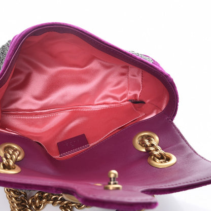 Gucci Velvet Matelasse Embroidered Mini GG Marmont Shoulder Bag Bordeaux 6 of 8