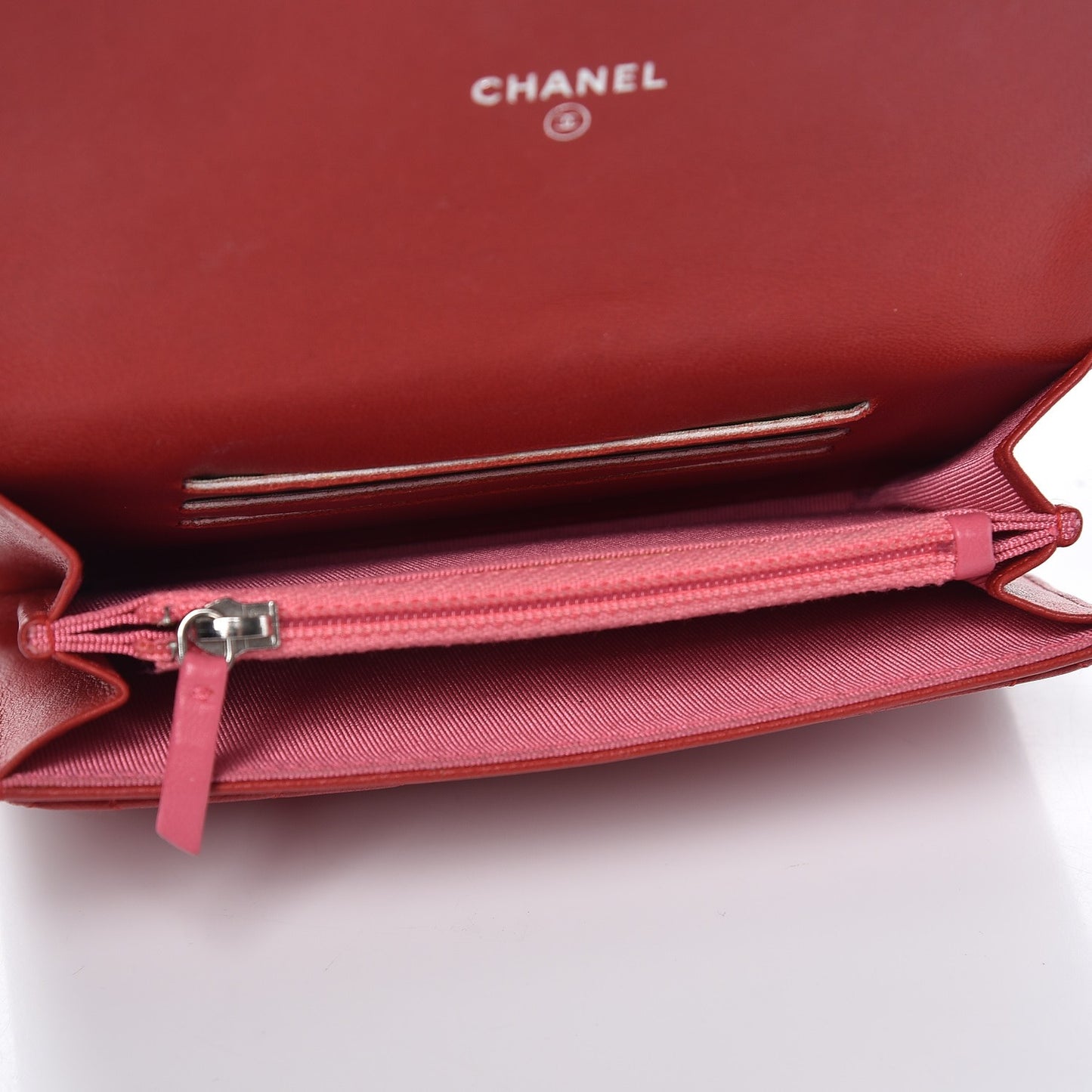 Lambskin Quilted Small Flap Wallet Red