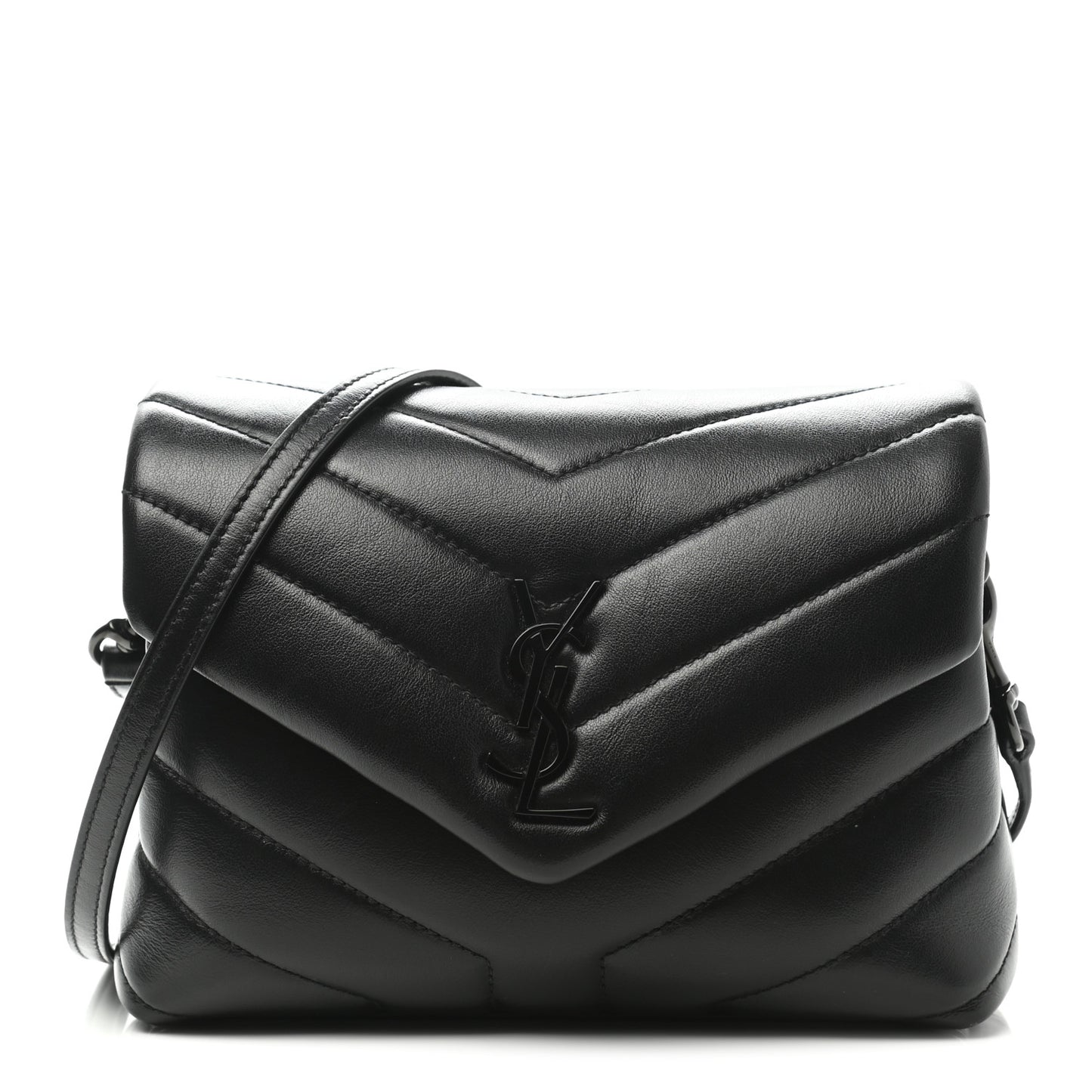 Calfskin Y Quilted Monogram Toy Loulou Crossbody Bag Black