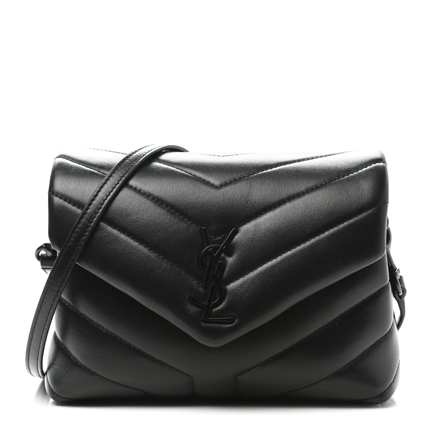 Saint Laurent Calfskin Y Quilted Monogram Toy Loulou Crossbody Bag Black 1 of 11