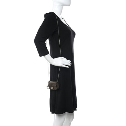 Fendi Glazed Fabric FF 1974 Nano Baguette Charm Mogano Panna 2 of 10