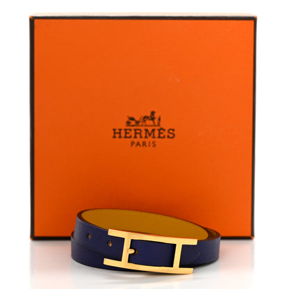 Hermes Swift Behapi Double Tour Bracelet T2 Bleu Encre Ambre 7 of 7