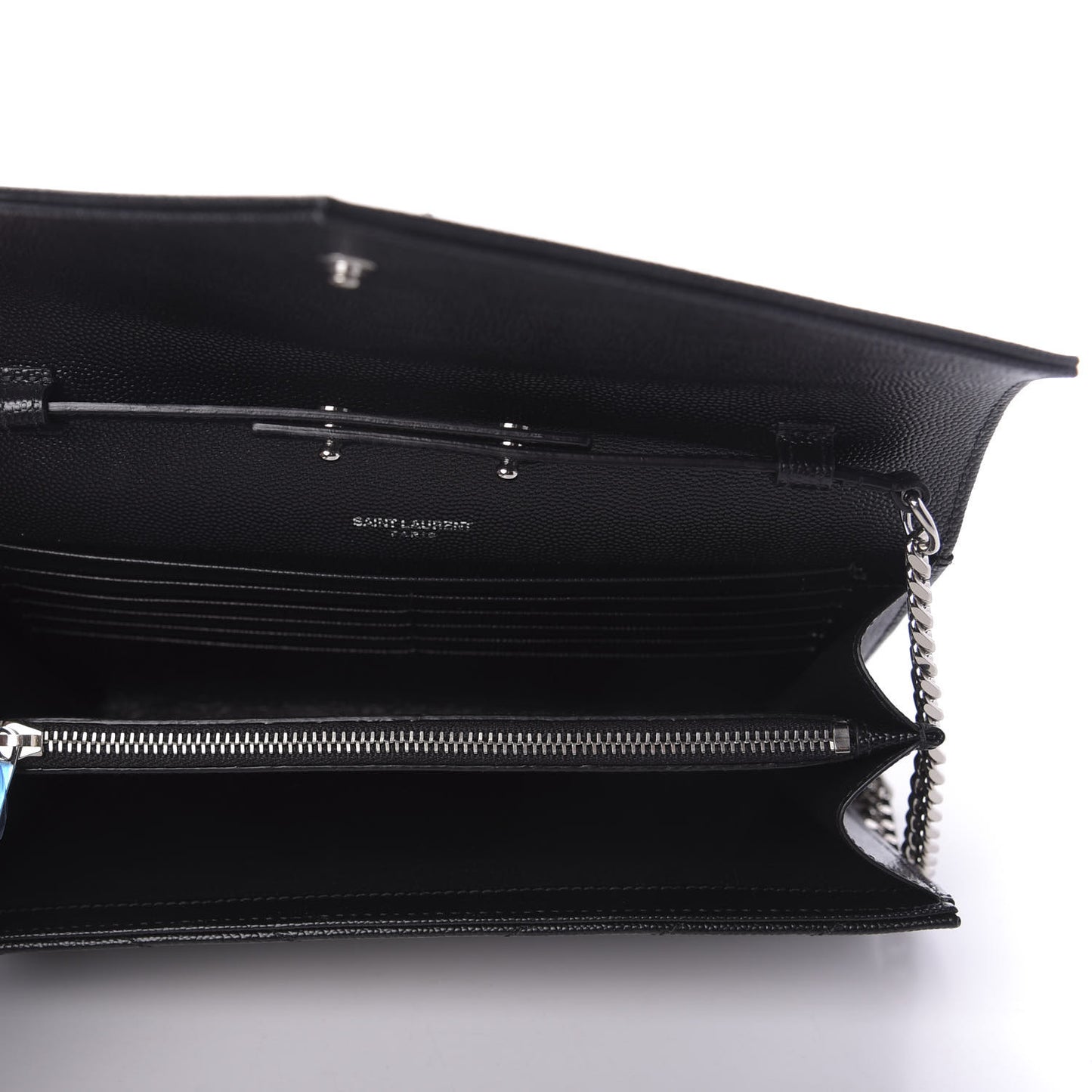 Grain De Poudre Matelasse Chevron Monogram Chain Wallet Black