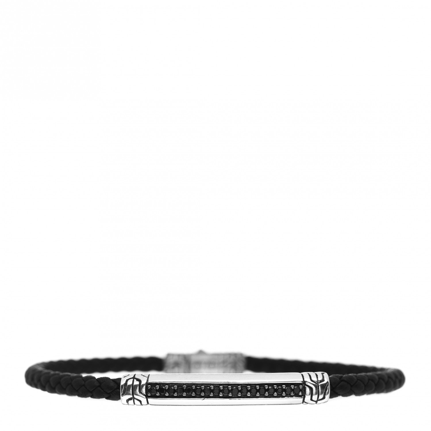 John Hardy Sterling Silver Leather Black Sapphire Classic Chain Station Bracelet Black 1 of 4