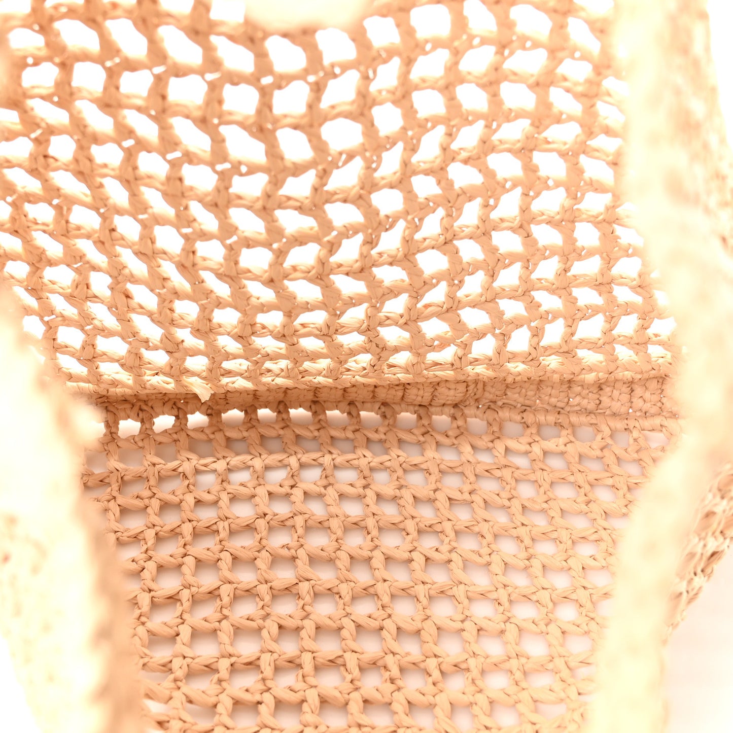 Yarn Raffia Effect Crochet Logo Embroidered Tote Bag Naturale
