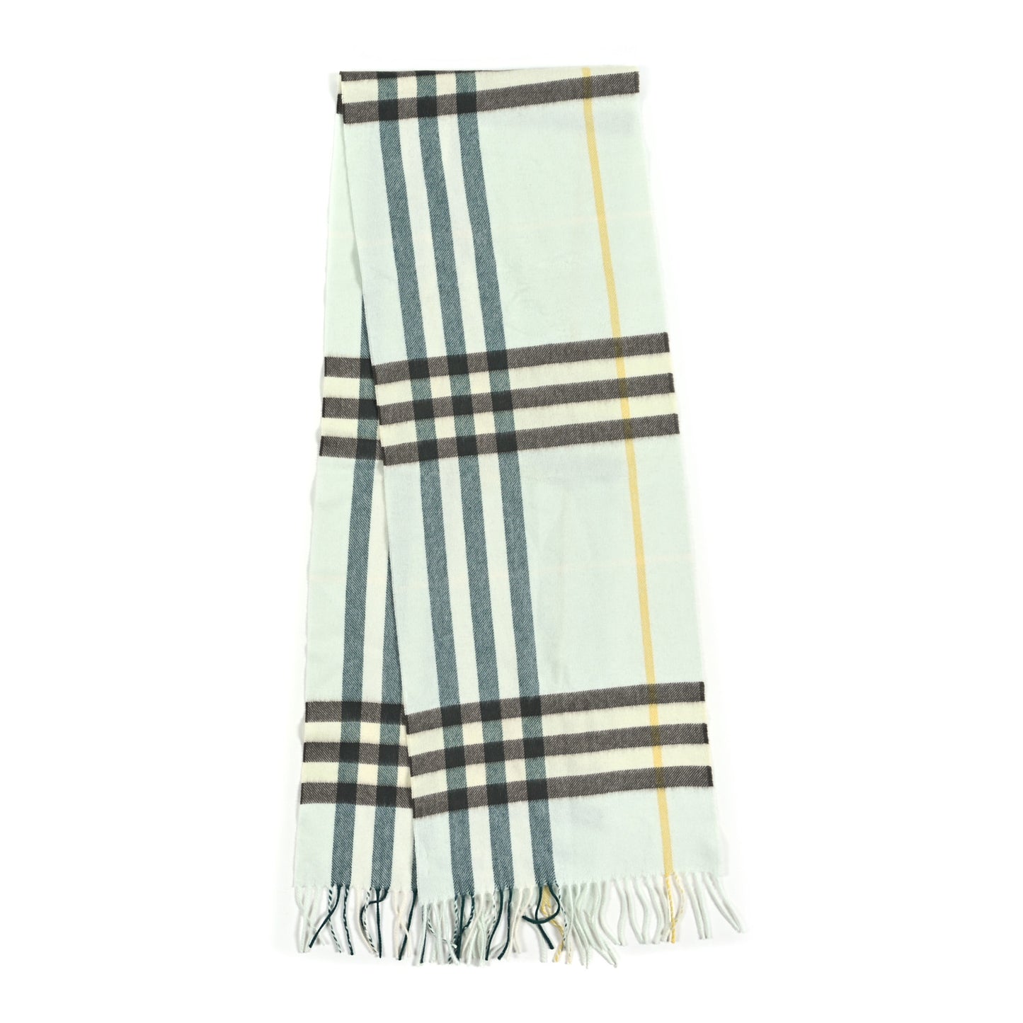 Cashmere Contrast Check Fringe Scarf Breeze