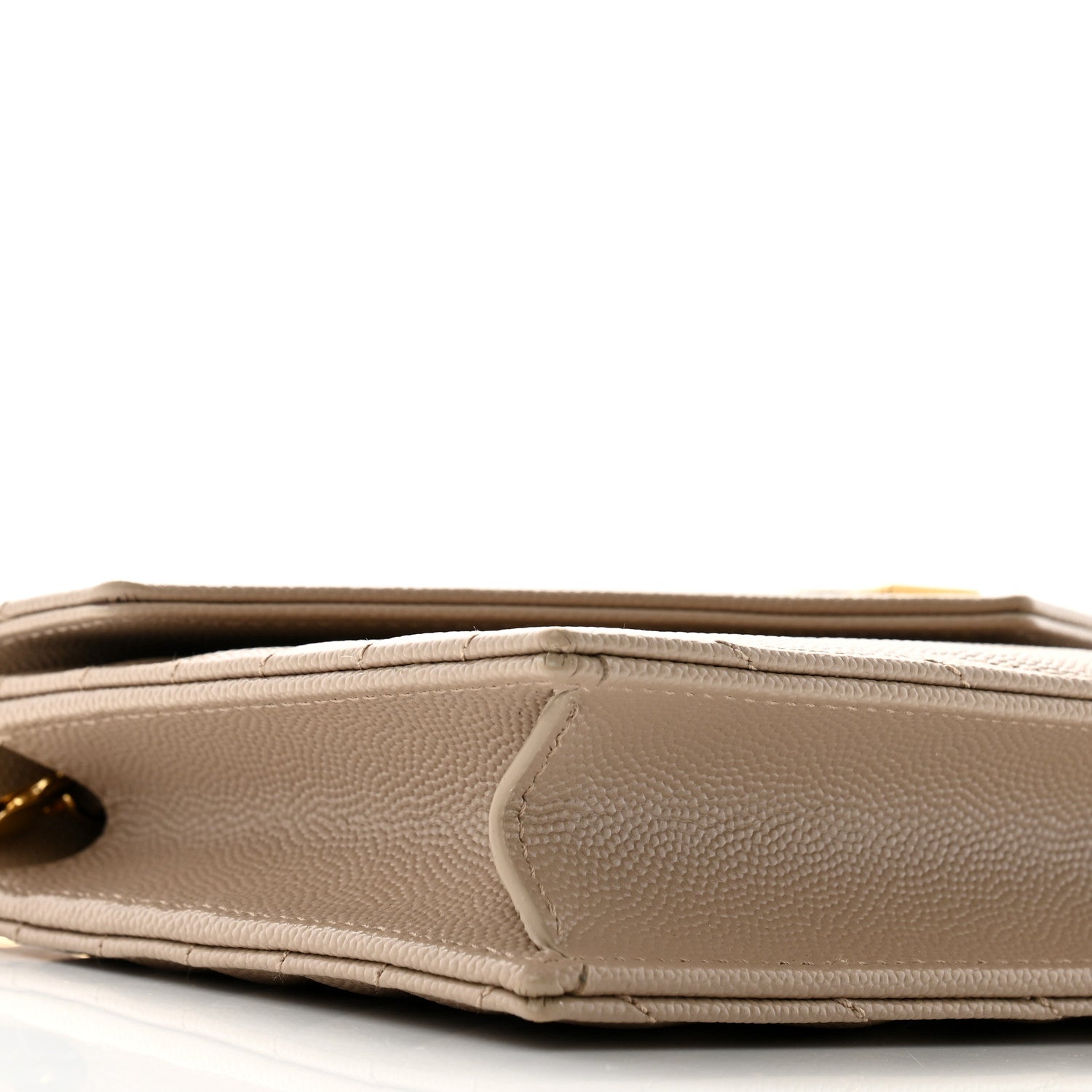 Saint Laurent Grain De Poudre Matelasse Chevron Monogram Envelope Chain Wallet Dark Beige 8 of 10