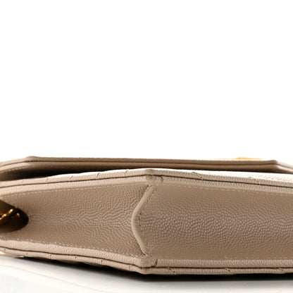 Saint Laurent Grain De Poudre Matelasse Chevron Monogram Envelope Chain Wallet Dark Beige 8 of 10