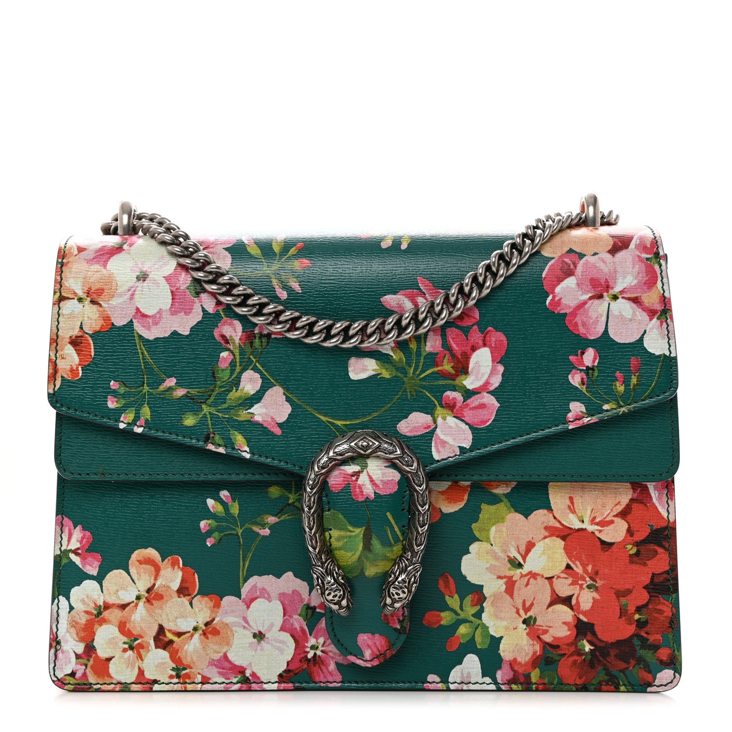 Gucci Calfskin Blooms Print Medium Dionysus Shoulder Bag Bright Emerald Multicolor 1 of 10
