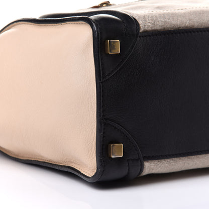 Celine Calfskin Linen Micro Tri-Color Luggage Beige 3 of 9