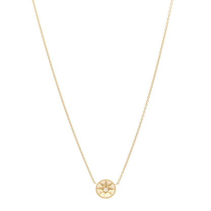 Christian Dior 18K Yellow Gold Diamond Mother of Pearl Rose Des Vents Necklace 1 of 5