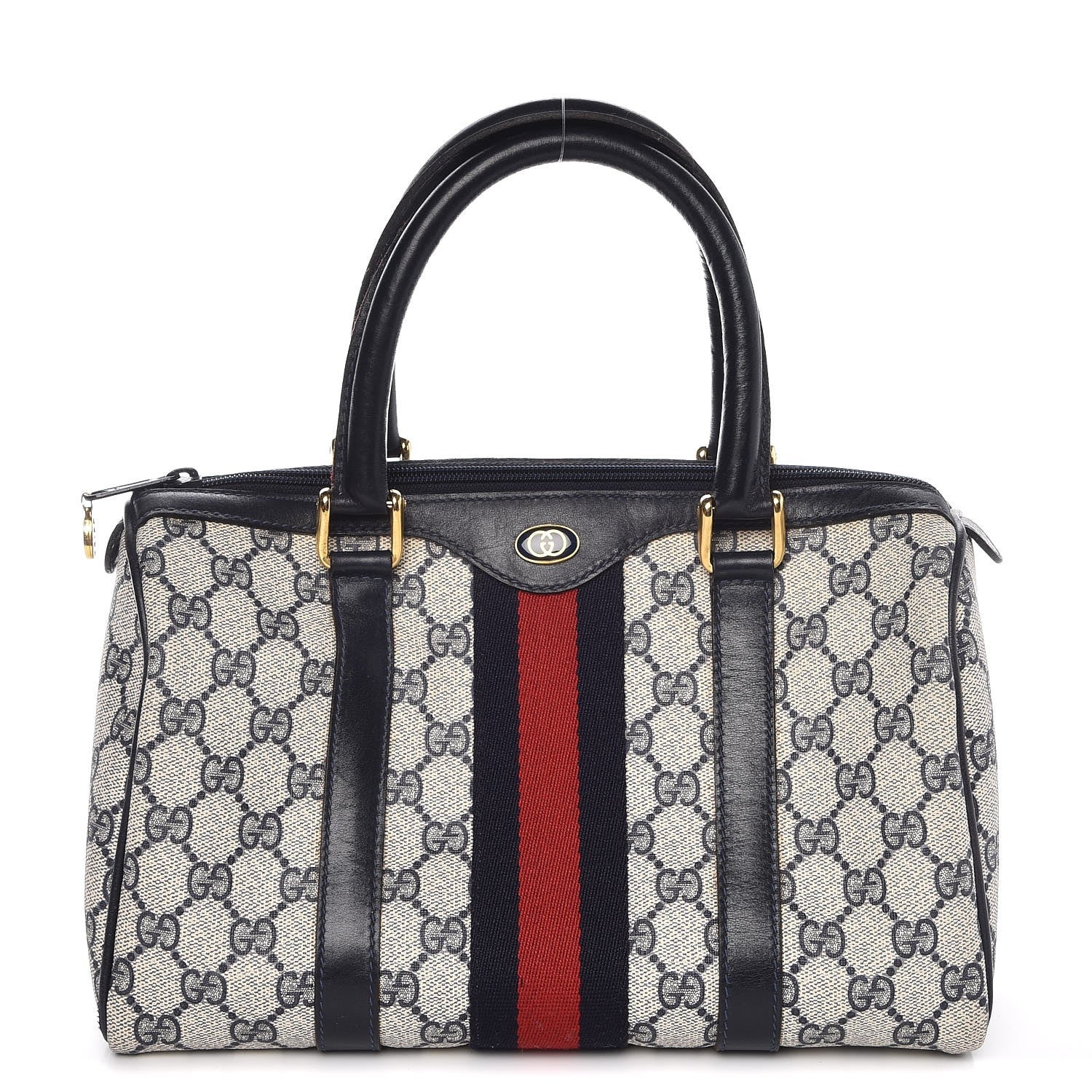 Gucci Monogram Vintage Web Boston Navy 1 of 7