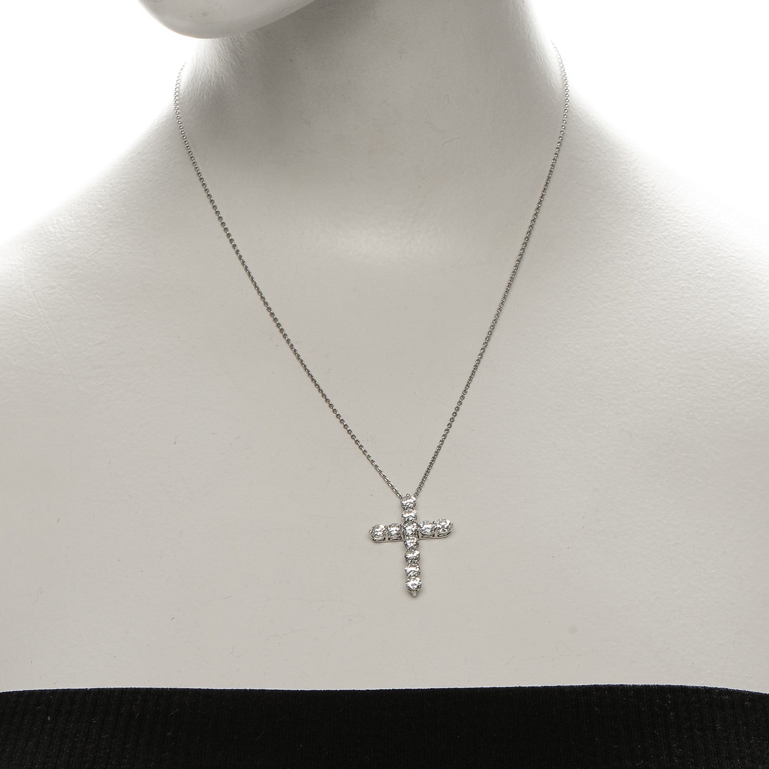 Tiffany Platinum Diamond Large Cross Pendant Necklace 2 of 7