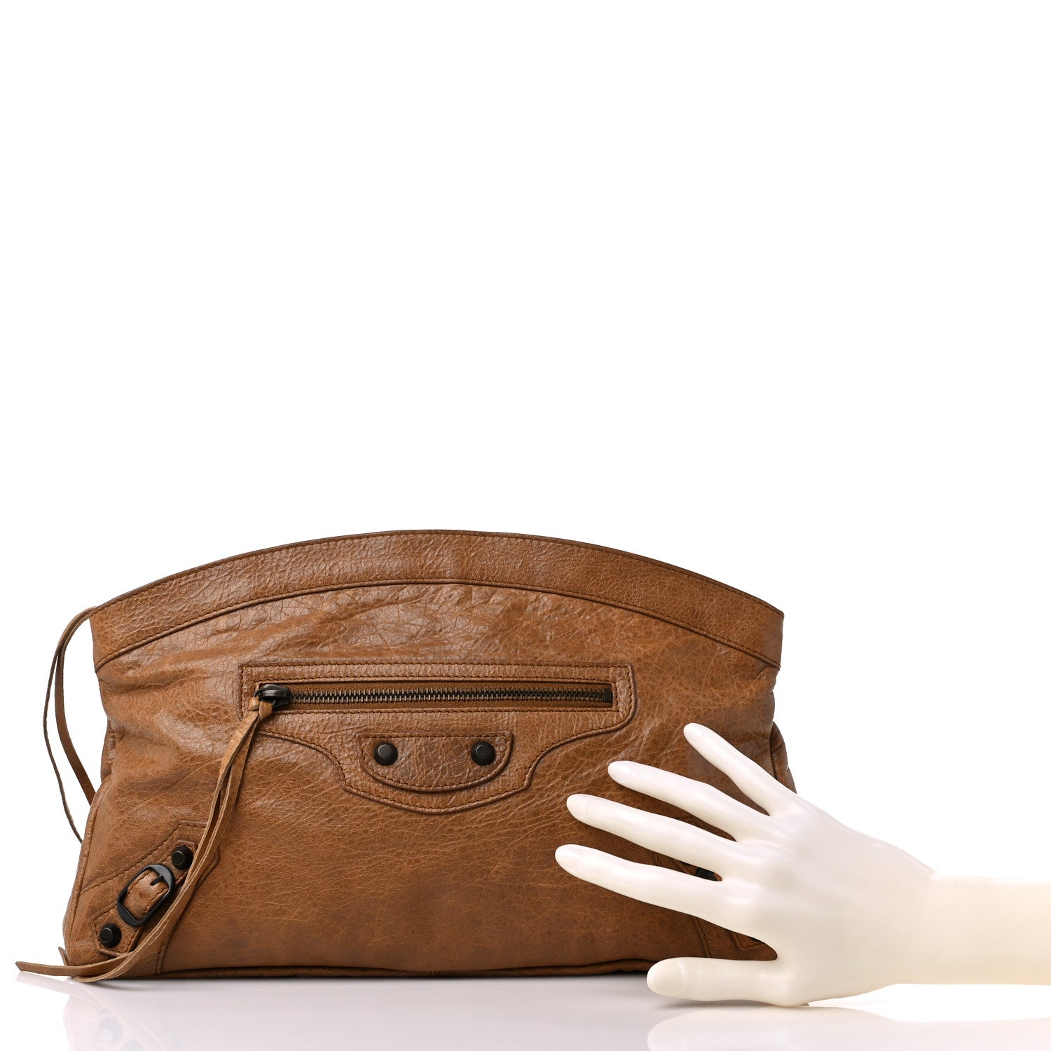 Balenciaga Agneau Classic Hardware Premier Clutch Brown 2 of 10