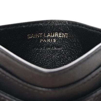 Saint Laurent Lambskin Matelasse Chevron Monogram Credit Card Case Black 6 of 8