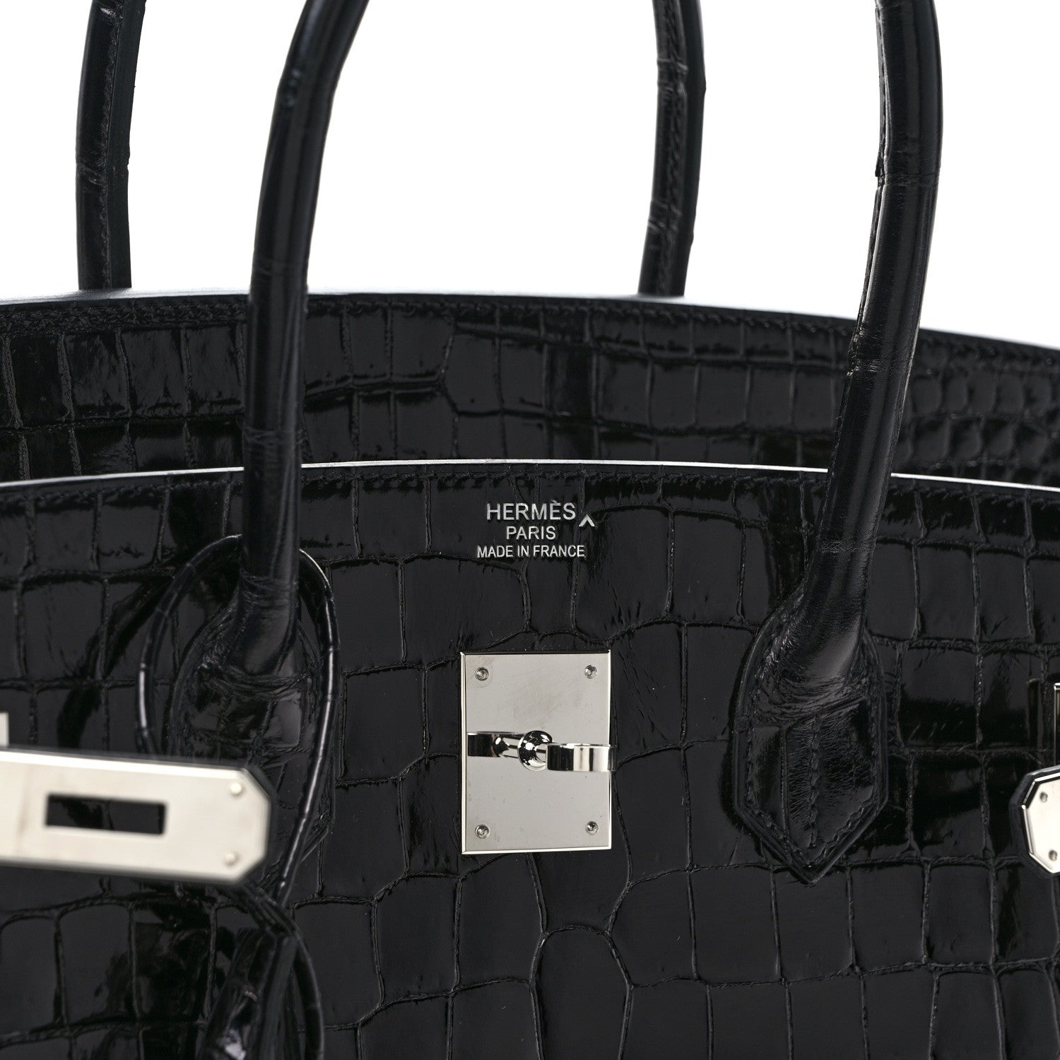 Hermes Shiny Porosus Crocodile Birkin Sellier 35 Black 6 of 16