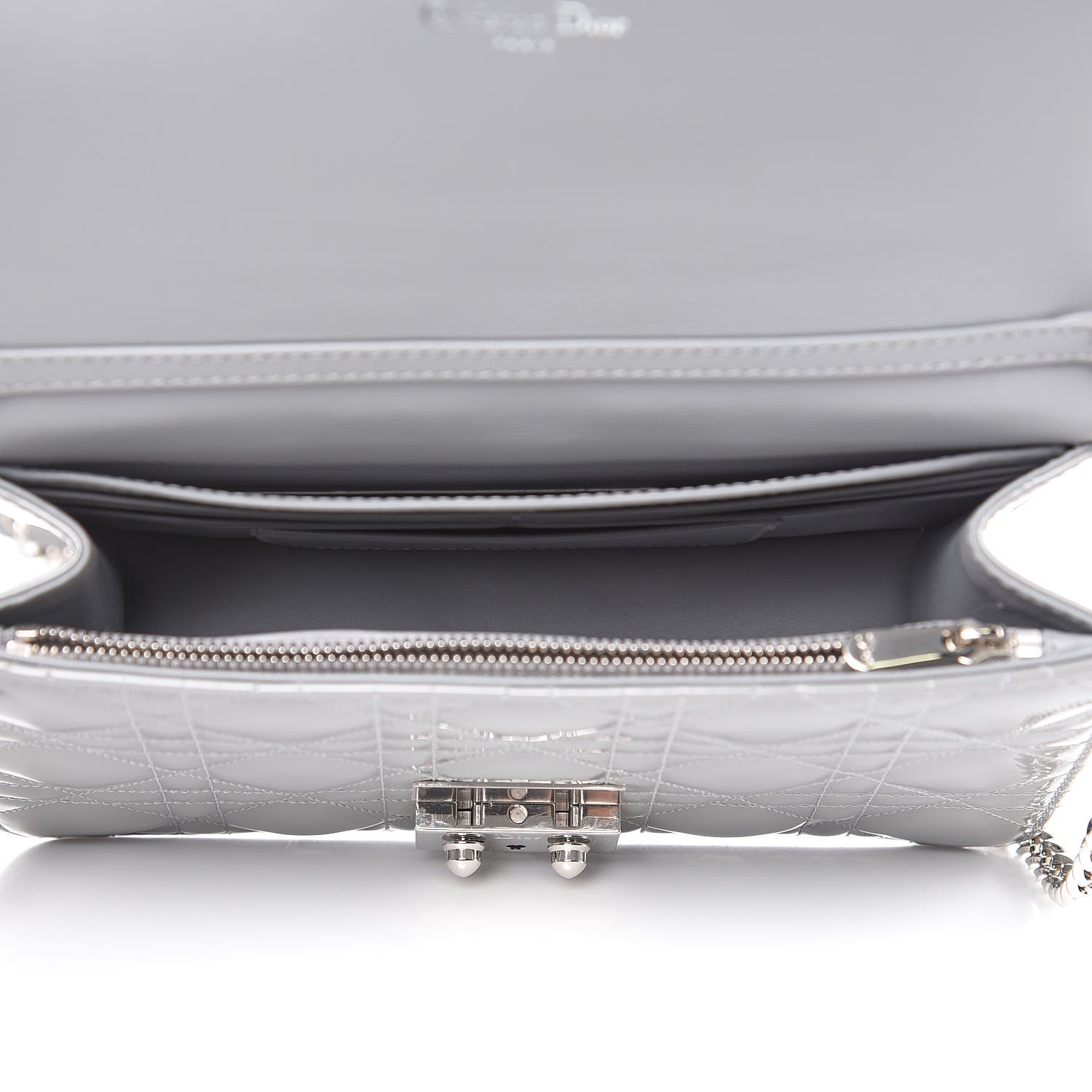 Christian Dior Patent Cannage Miss Dior Promenade Pouch Grey 5 of 9