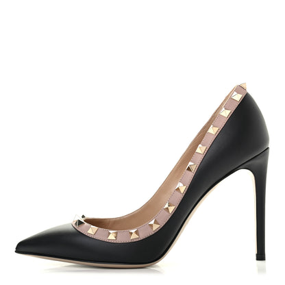 Valentino Garavani Nappa Rockstud 100mm Pumps 38 Black Poudre 1 of 8