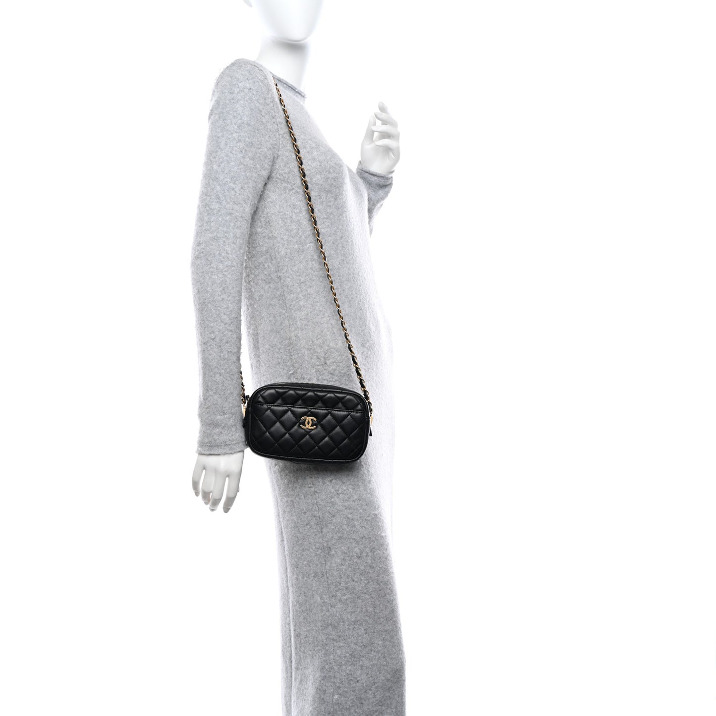 Lambskin Quilted Camera Bag Black