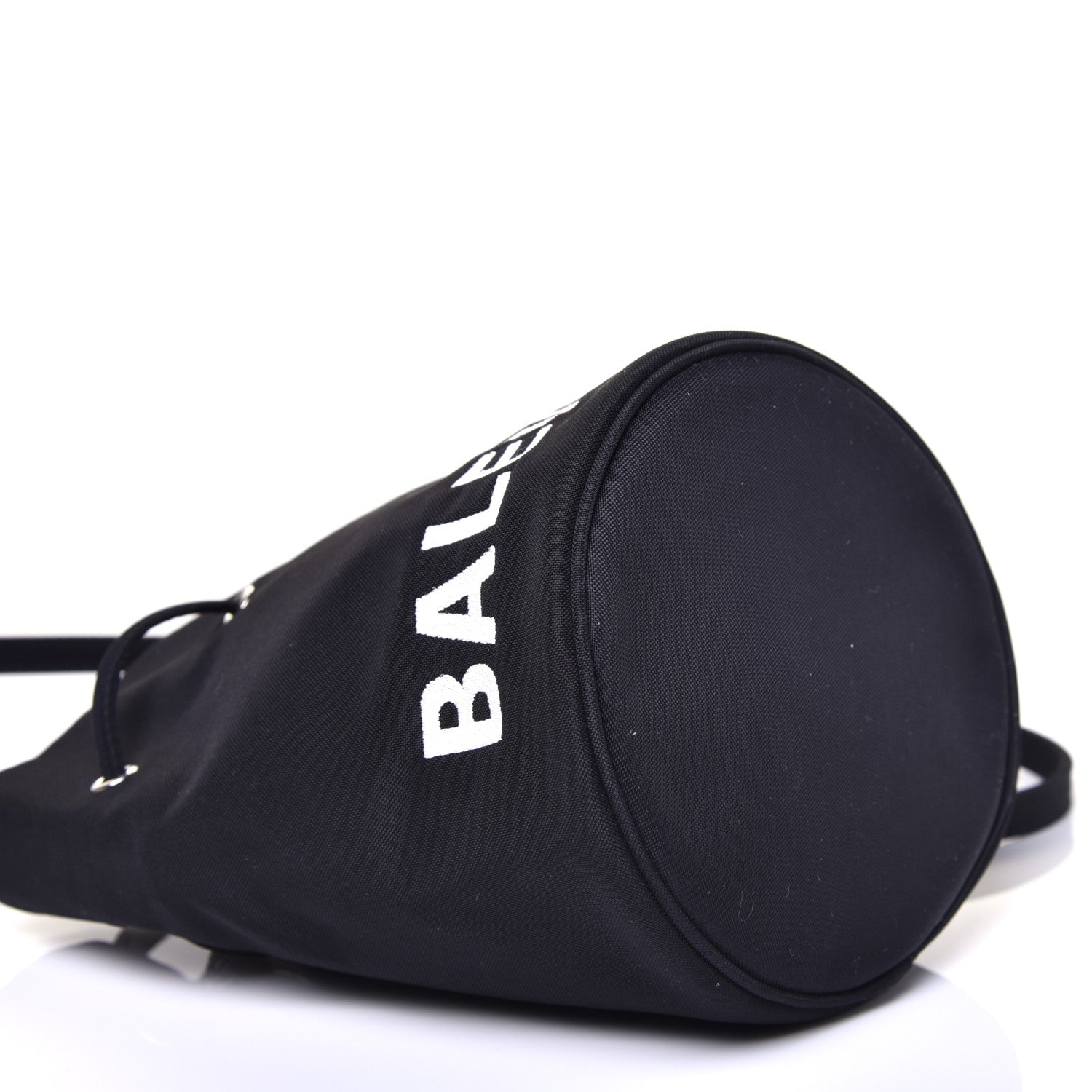 Balenciaga Recycled Sport Nylon Logo Embroidered Wheel Drawstring Bucket Bag XS Black 8 of 11