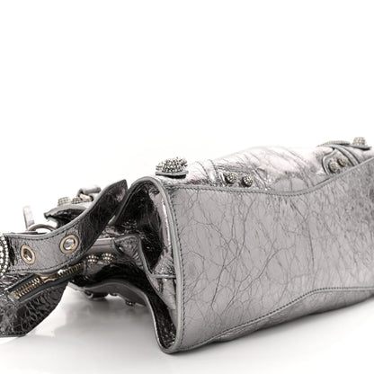 Balenciaga Agneau Arena Crystal Neo Cagole Handbag XS Silver 9 of 10