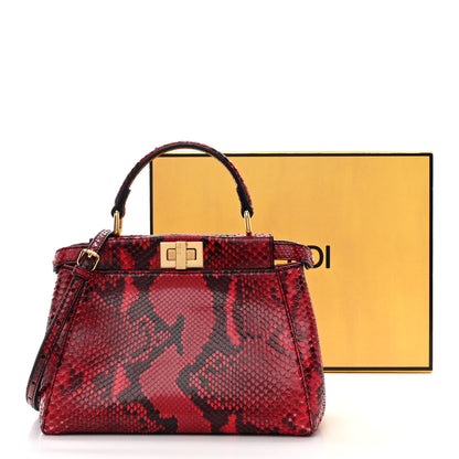 Fendi Snakeskin Shiny Nappa Mini Peekaboo Iconic Satchel 12 of 12