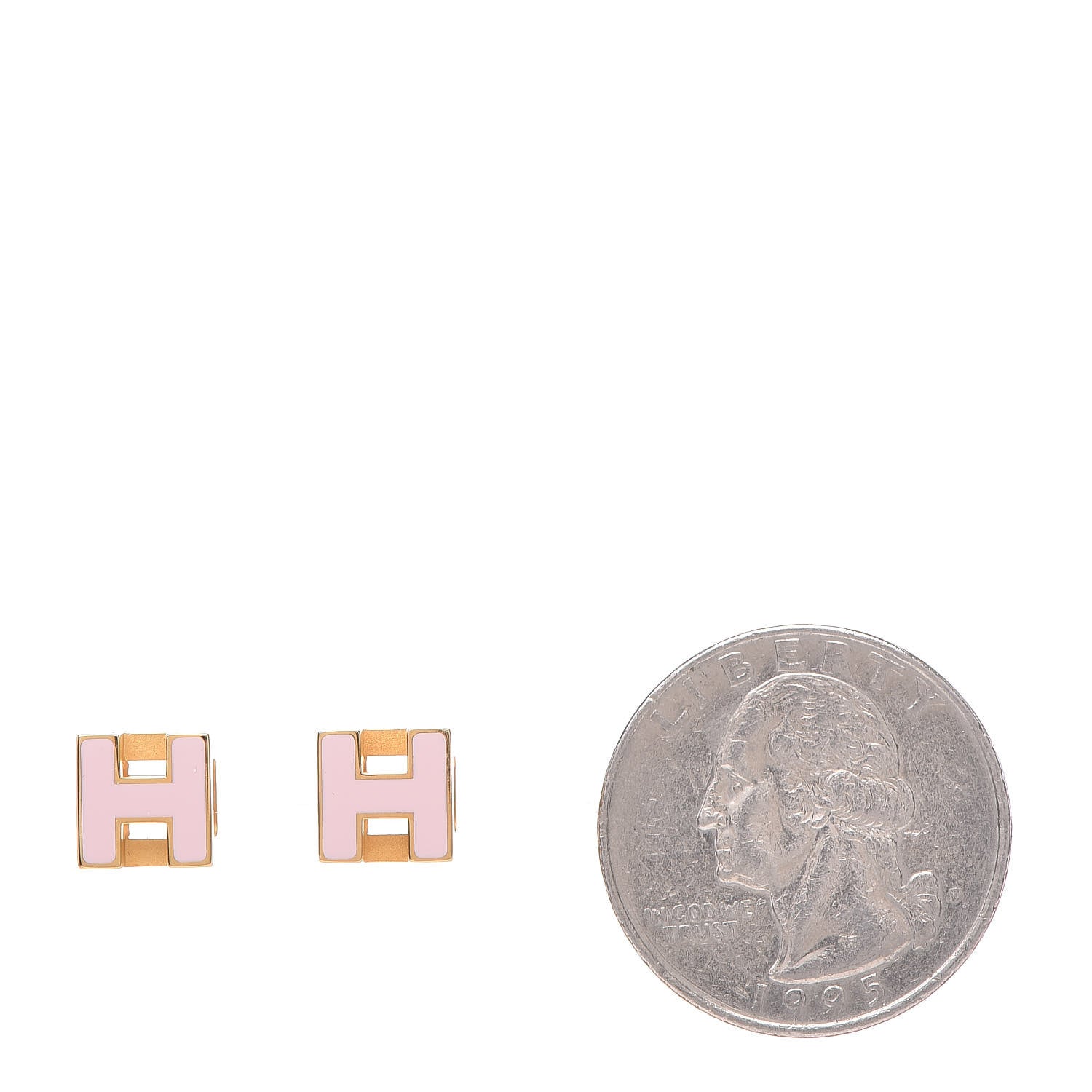 Hermes Gold Cage d'H Earrings Rose Dragee 2 of 5