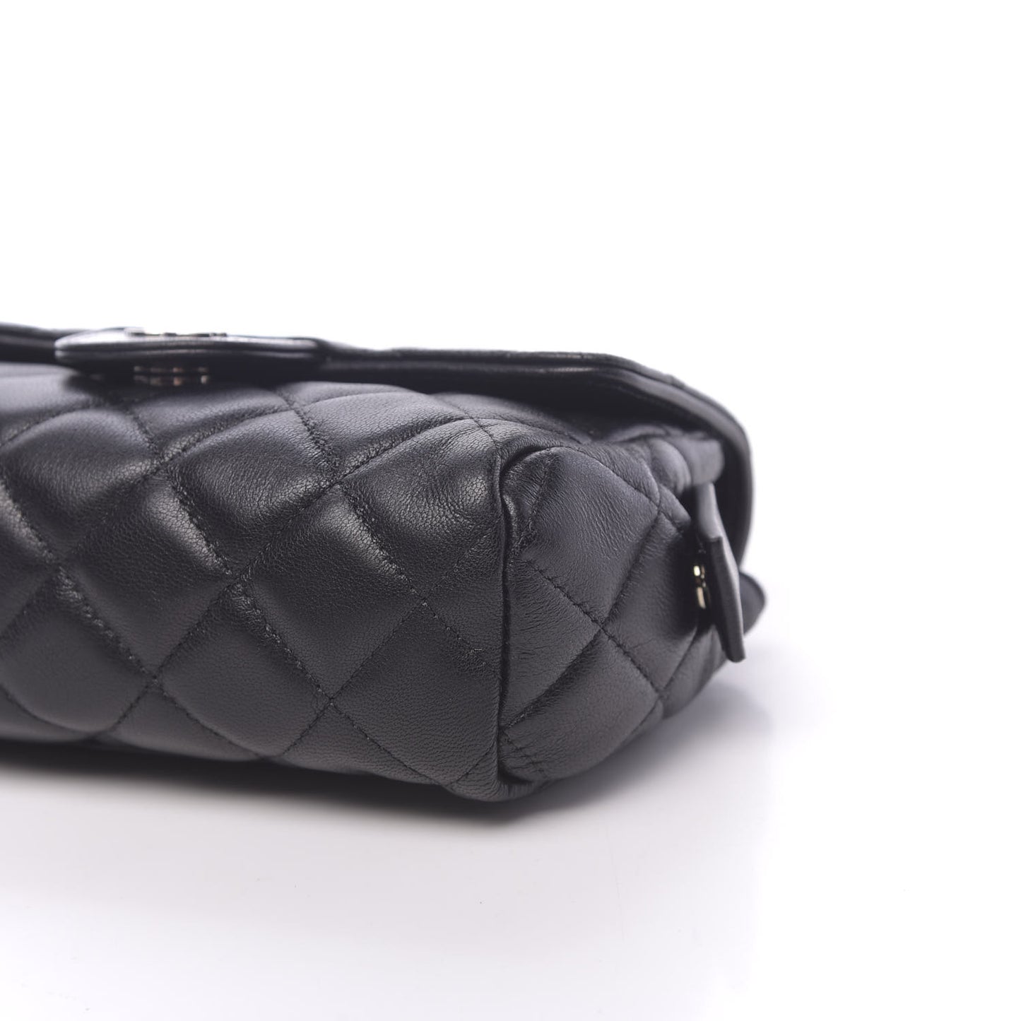 Lambskin Quilted Flap Cosmetic Case Black