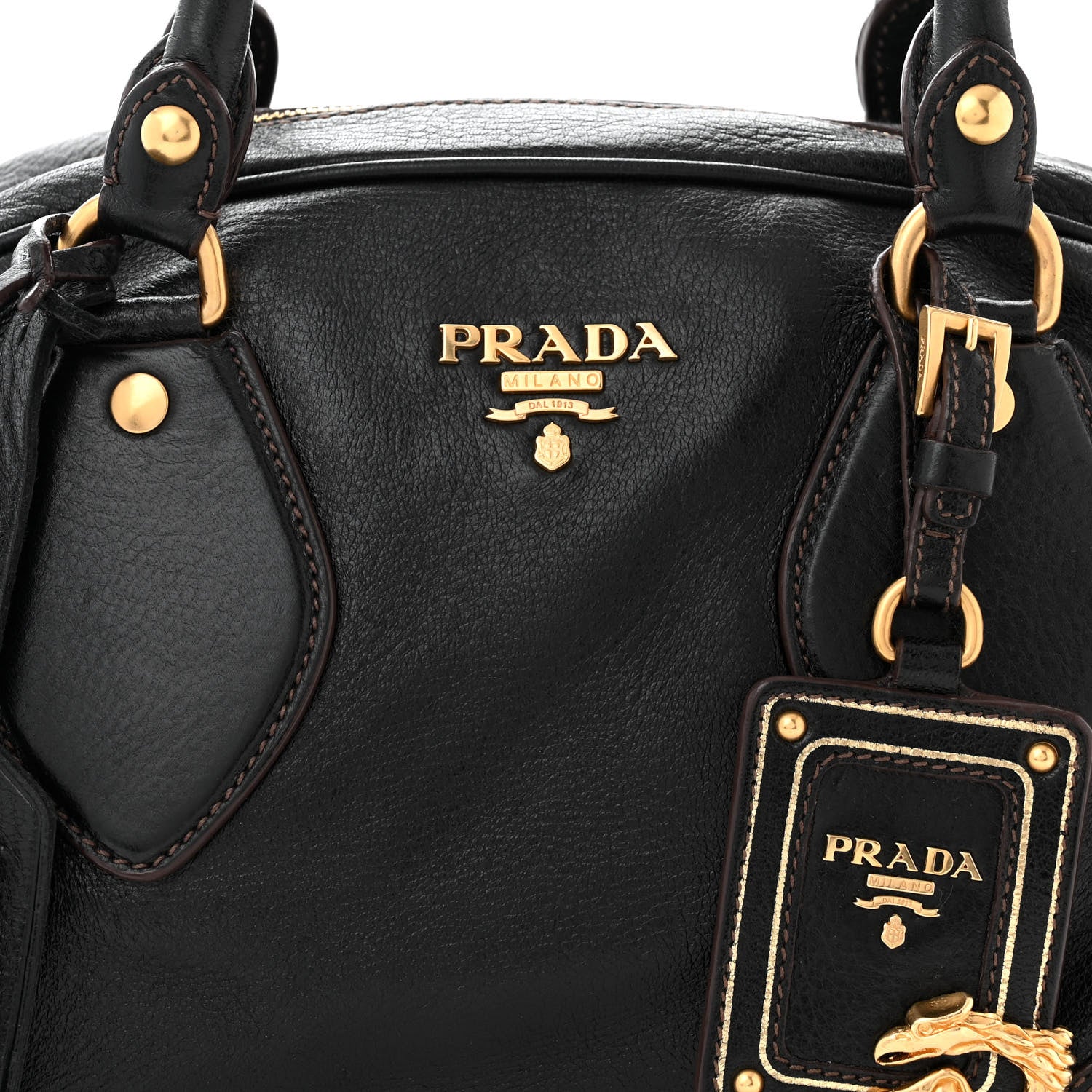 Prada Cervo Animalier Shoulder Bag Black 8 of 10
