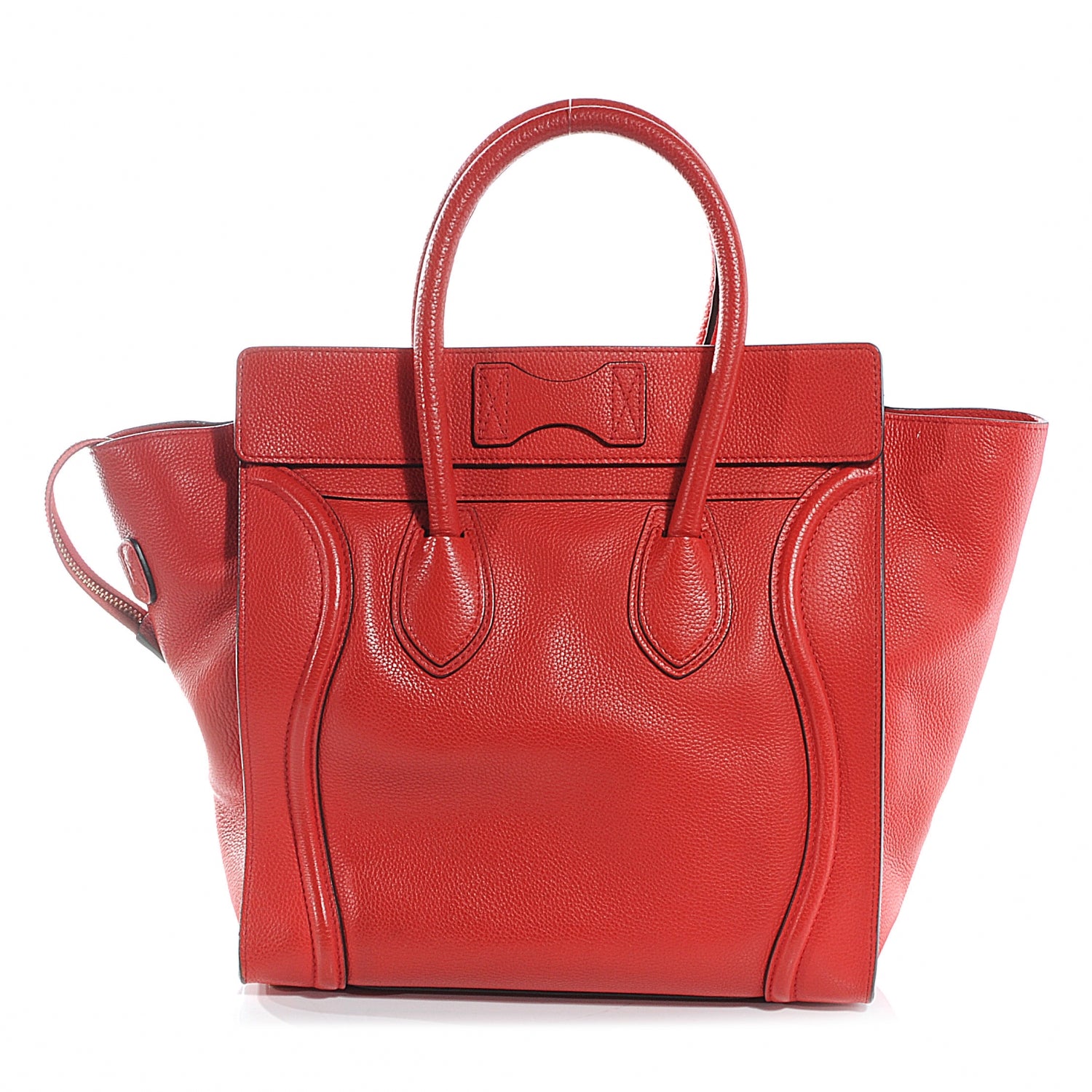 Celine Pebbled Leather Mini Luggage Coquelicot 7 of 9