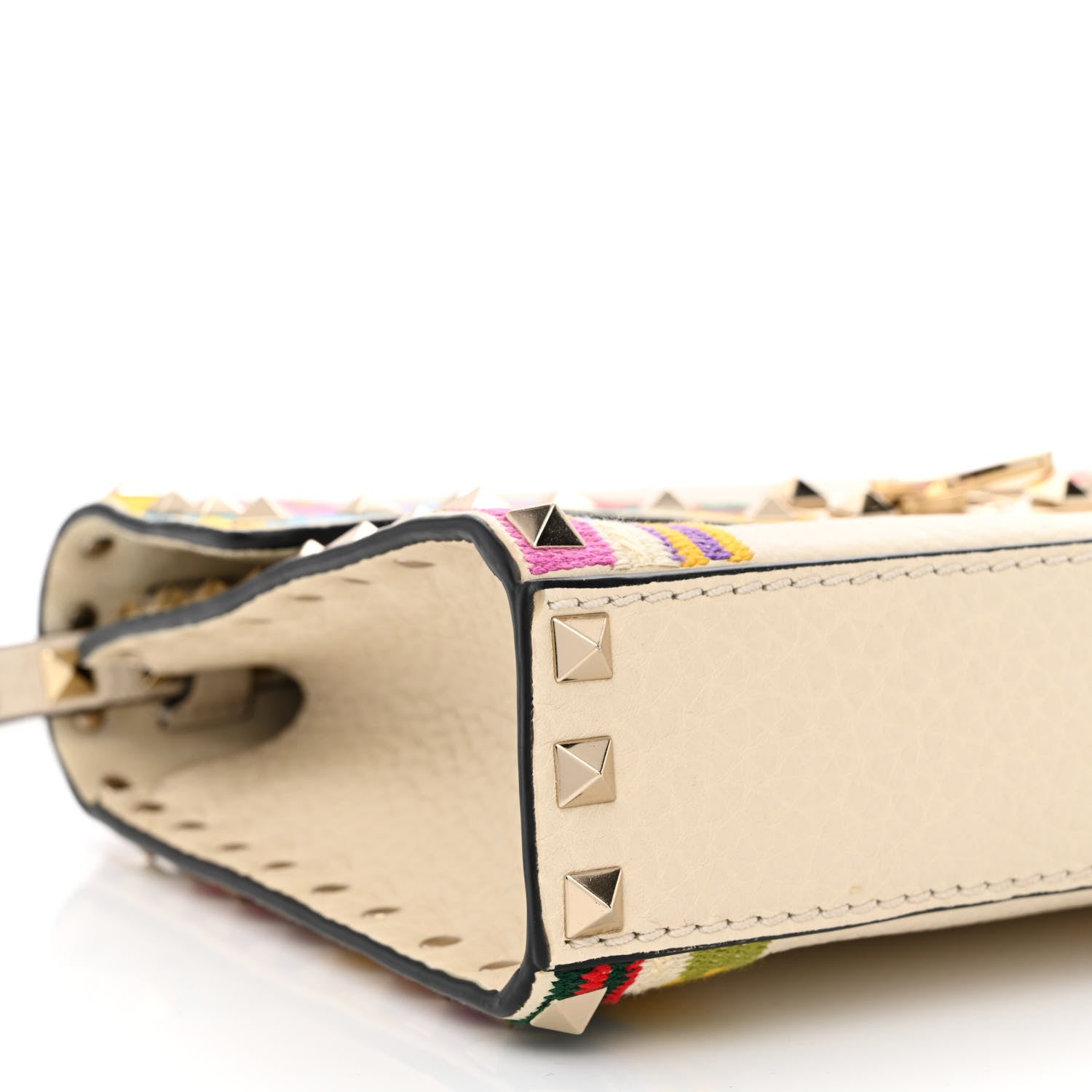 Valentino Garavani Pebbled Calfskin Embroidered Medium Rockstud Flip Lock Crossbody Bag Ivory 9 of 12