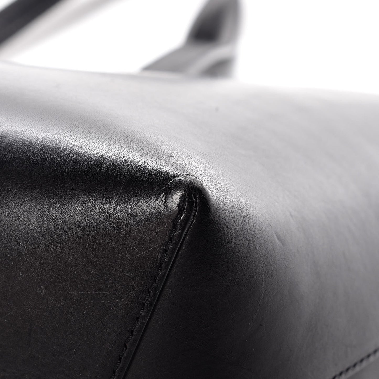 Calfskin Small Shopping Tote Black Flamma