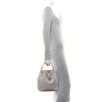 Chanel Caviar Quilted Small Chain Bucket Bag Light Gray 2 of 15