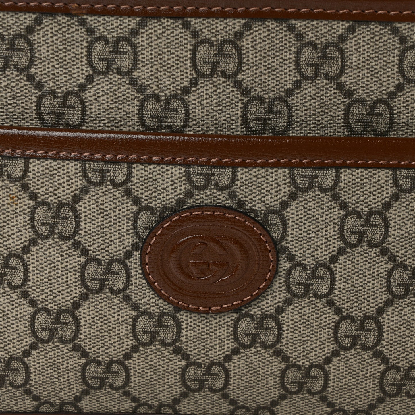GG Supreme Monogram Azalea Calfskin Mini Retro Interlocking G Shoulder Bag Beige Ebony Brown Sugar