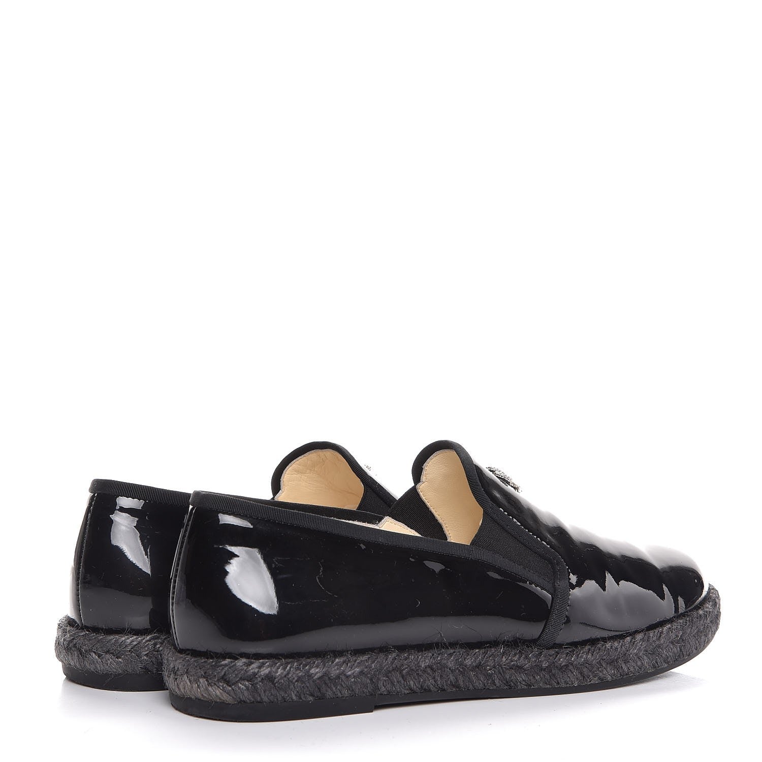 Chanel Patent Calfskin CC Mocassin Loafer Espadrilles 37 Black 4 of 10