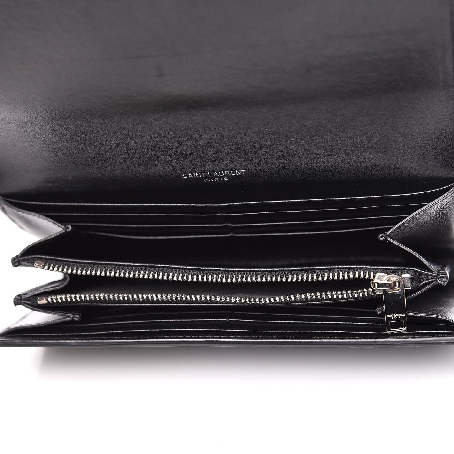 Saint Laurent Calfskin Crocodile Embossed Classic Monogram Cassandre Wallet Black 7 of 12