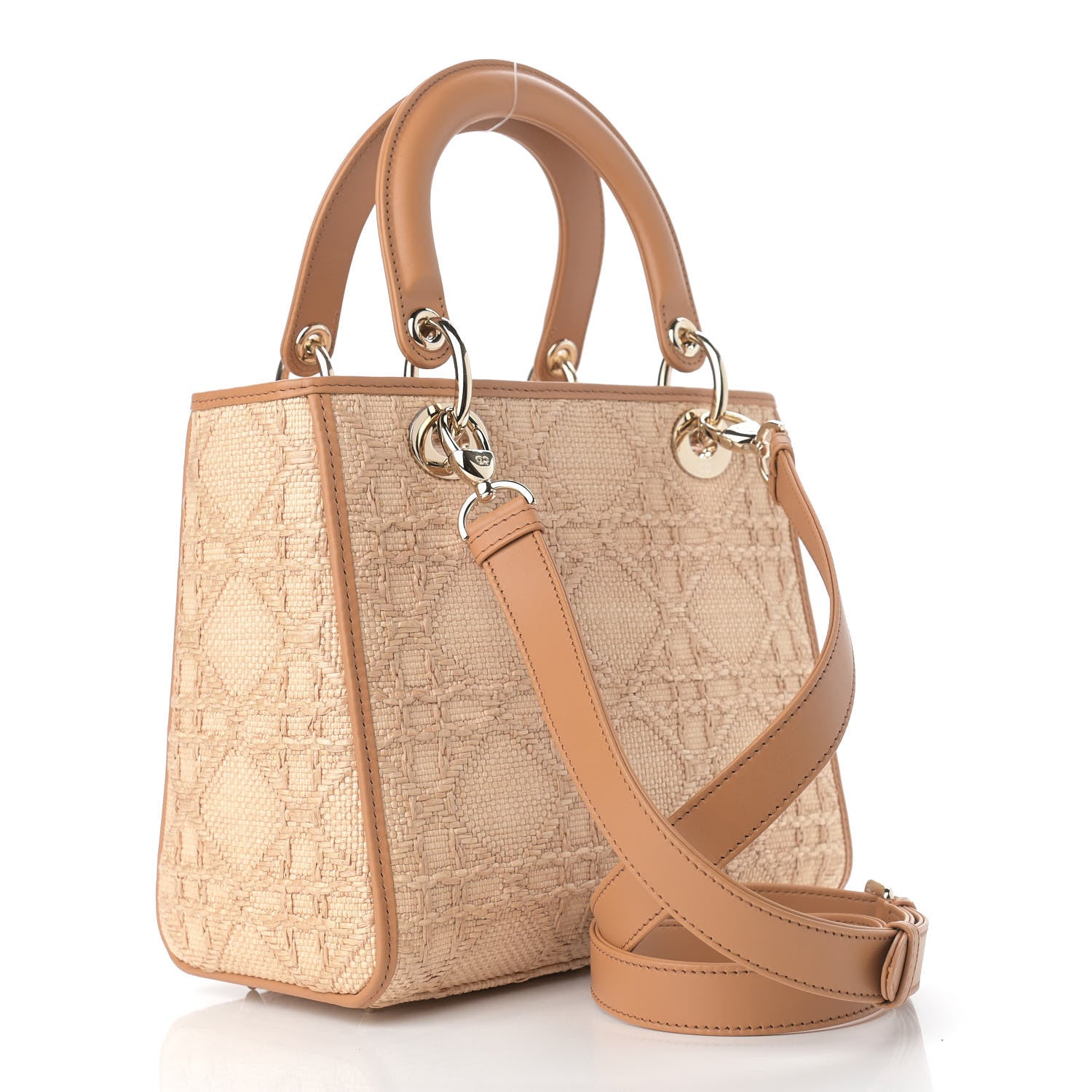 Christian Dior Raffia Medium Lady Dior Bag Beige 3 of 10