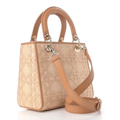 Christian Dior Raffia Medium Lady Dior Bag Beige 3 of 10