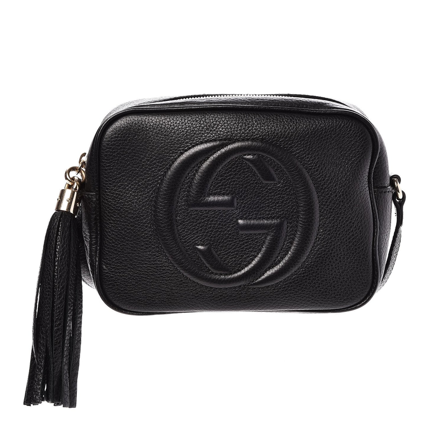 Pebbled Calfskin Small Soho Disco Bag Black
