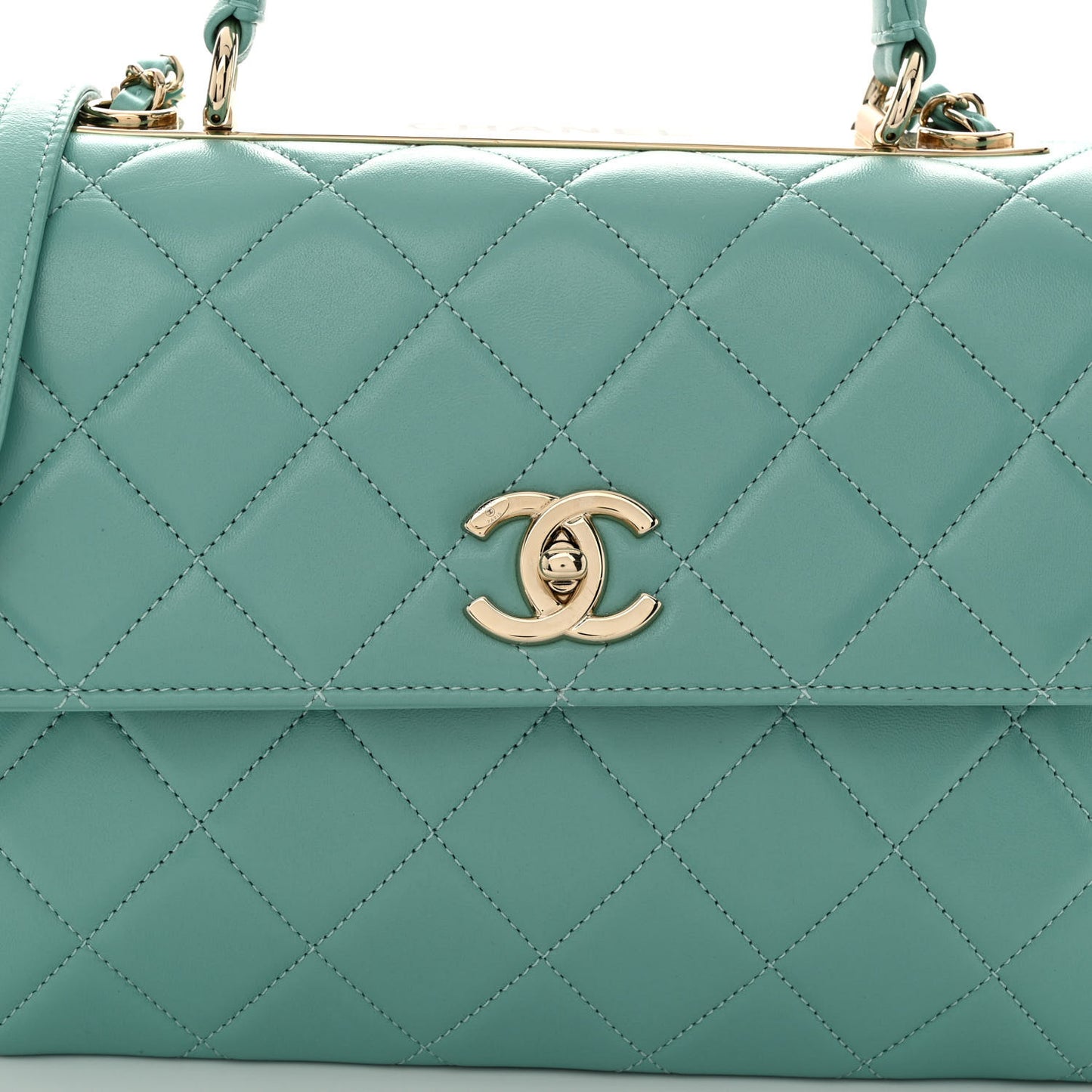 Lambskin Quilted Medium Trendy CC Flap Dual Handle Bag Light Green
