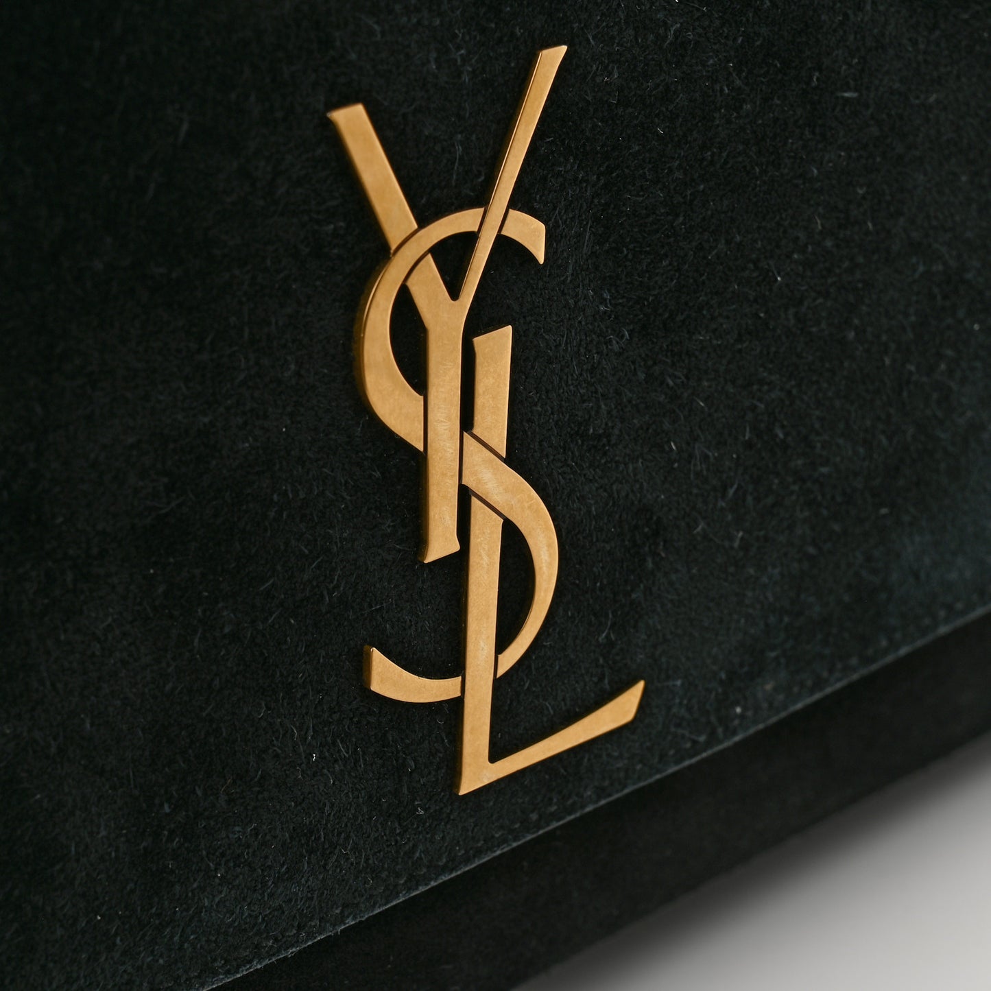 Smooth Calfskin Suede Medium Reversible Monogram Kate Satchel Black