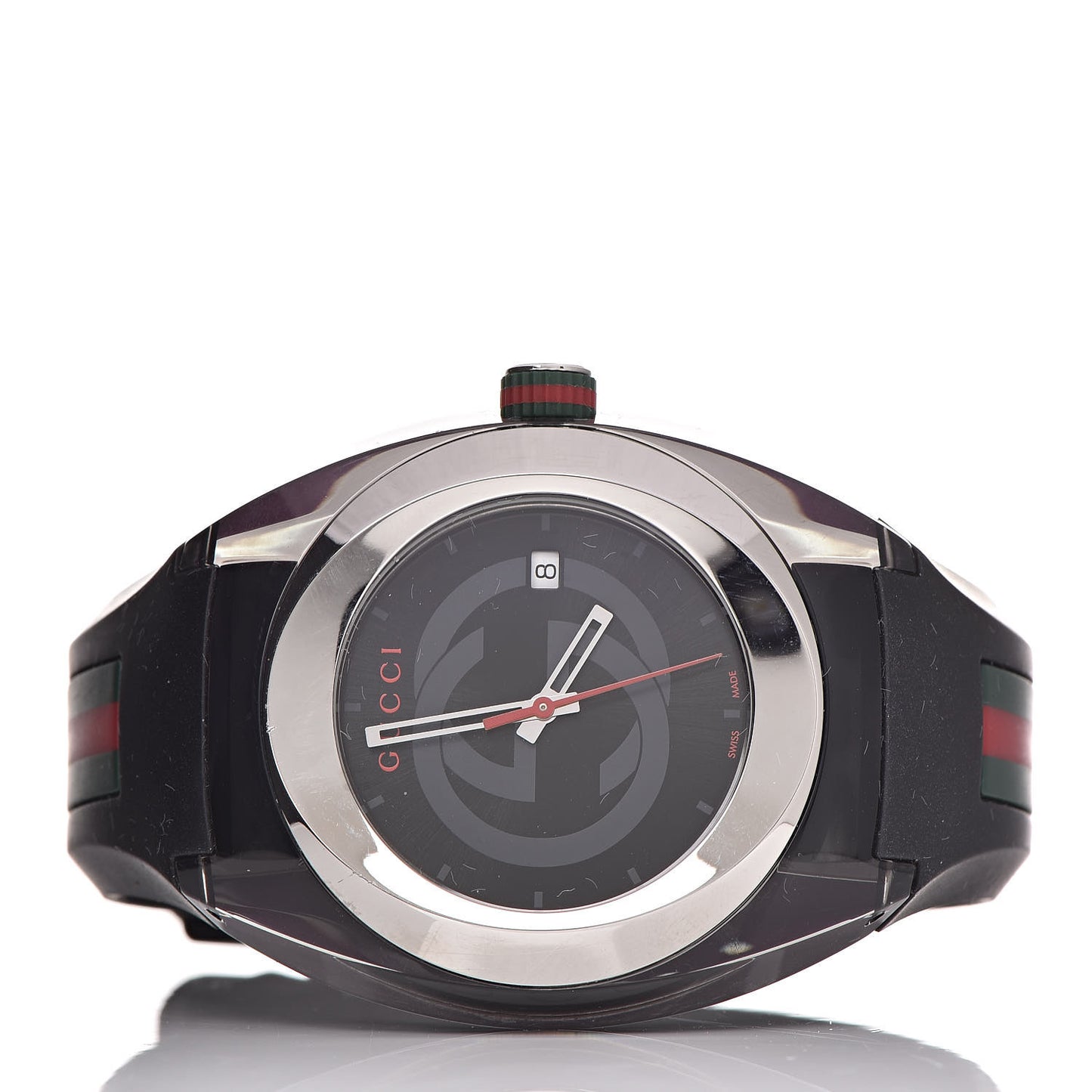 Stainless Steel Rubber 46mm Sync Web Quartz Watch Black
