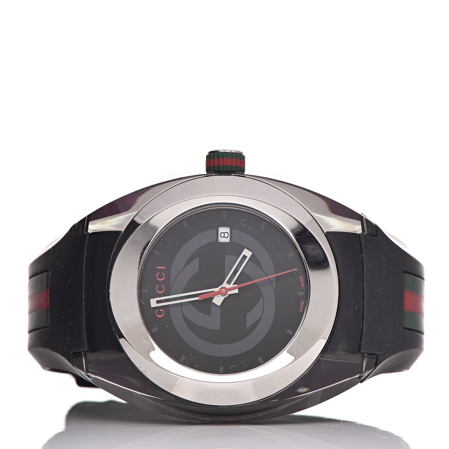 Gucci Stainless Steel Rubber 46mm Sync Web Quartz Watch Black 3 of 6