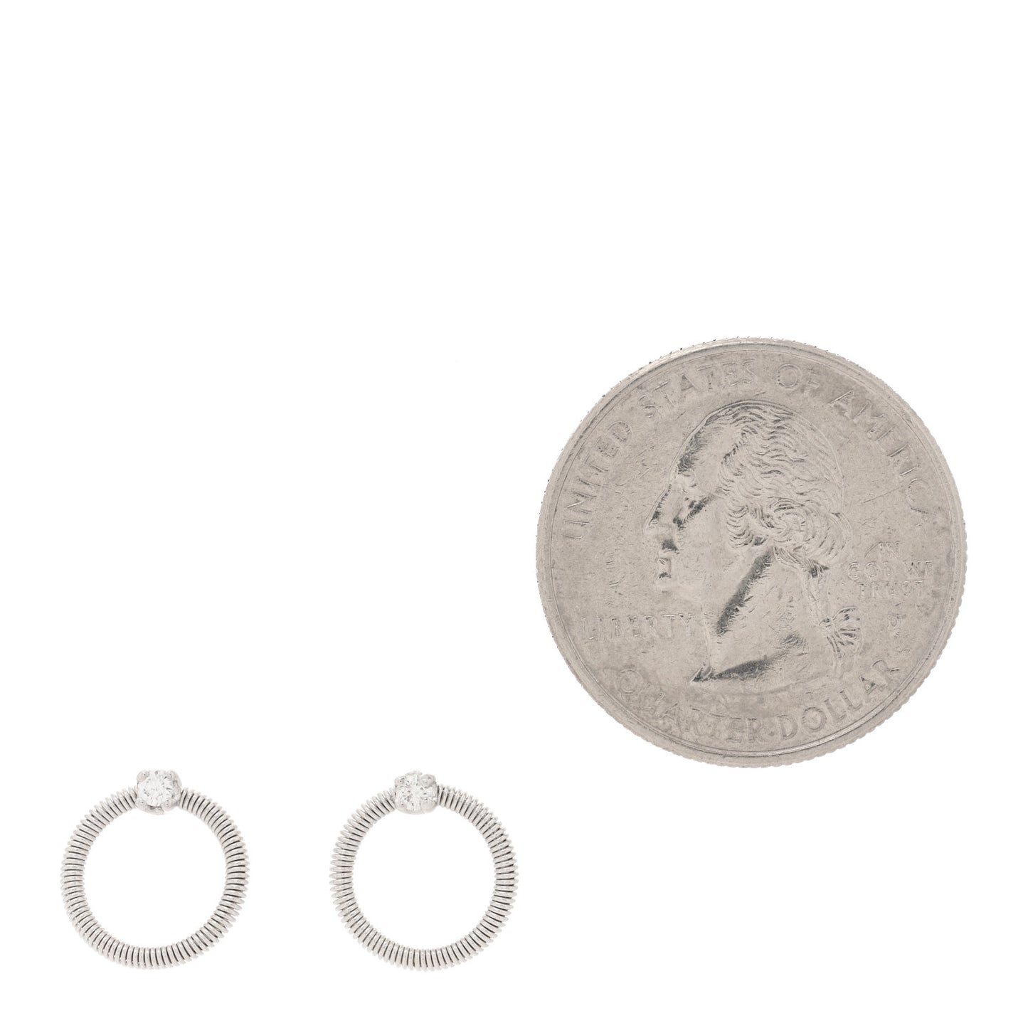 18K White Gold Diamond Bi49 Circle Drop Earrings