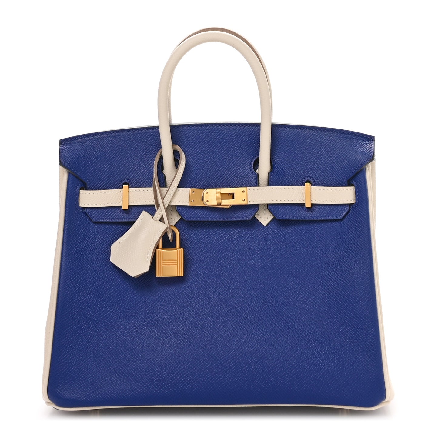 Epsom Horseshoe Birkin 25 Bleu Electrique Craie