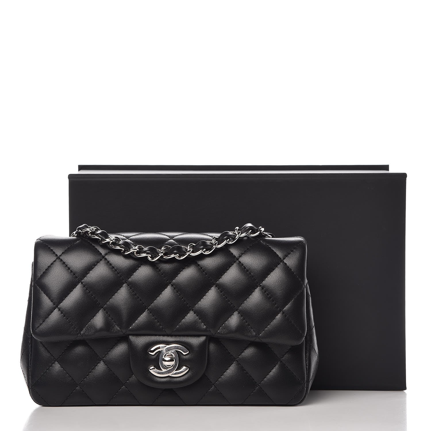 Chanel Lambskin Quilted Mini Rectangular Flap Black 8 of 8