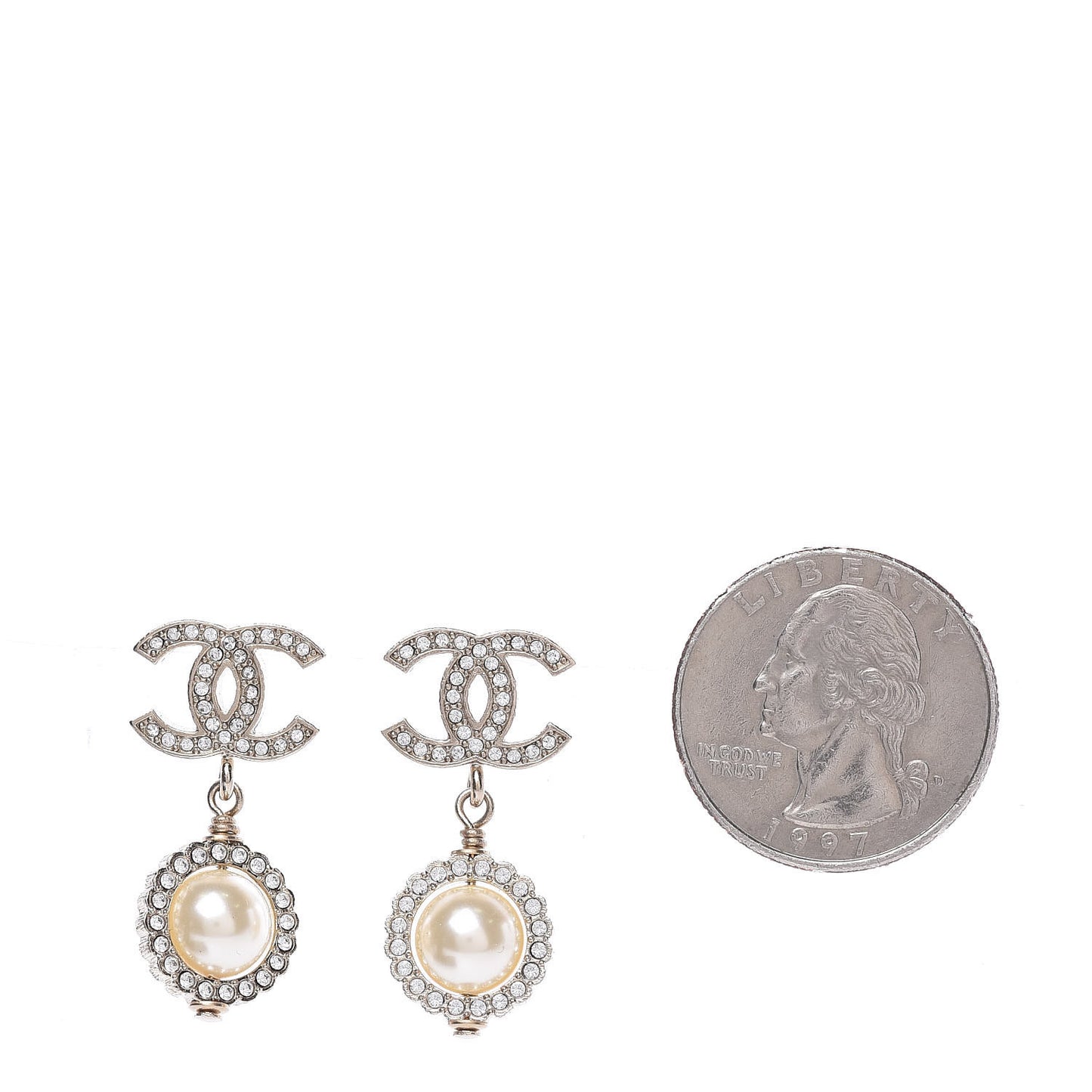 Crystal Pearl CC Lace Camellia Earrings Gold