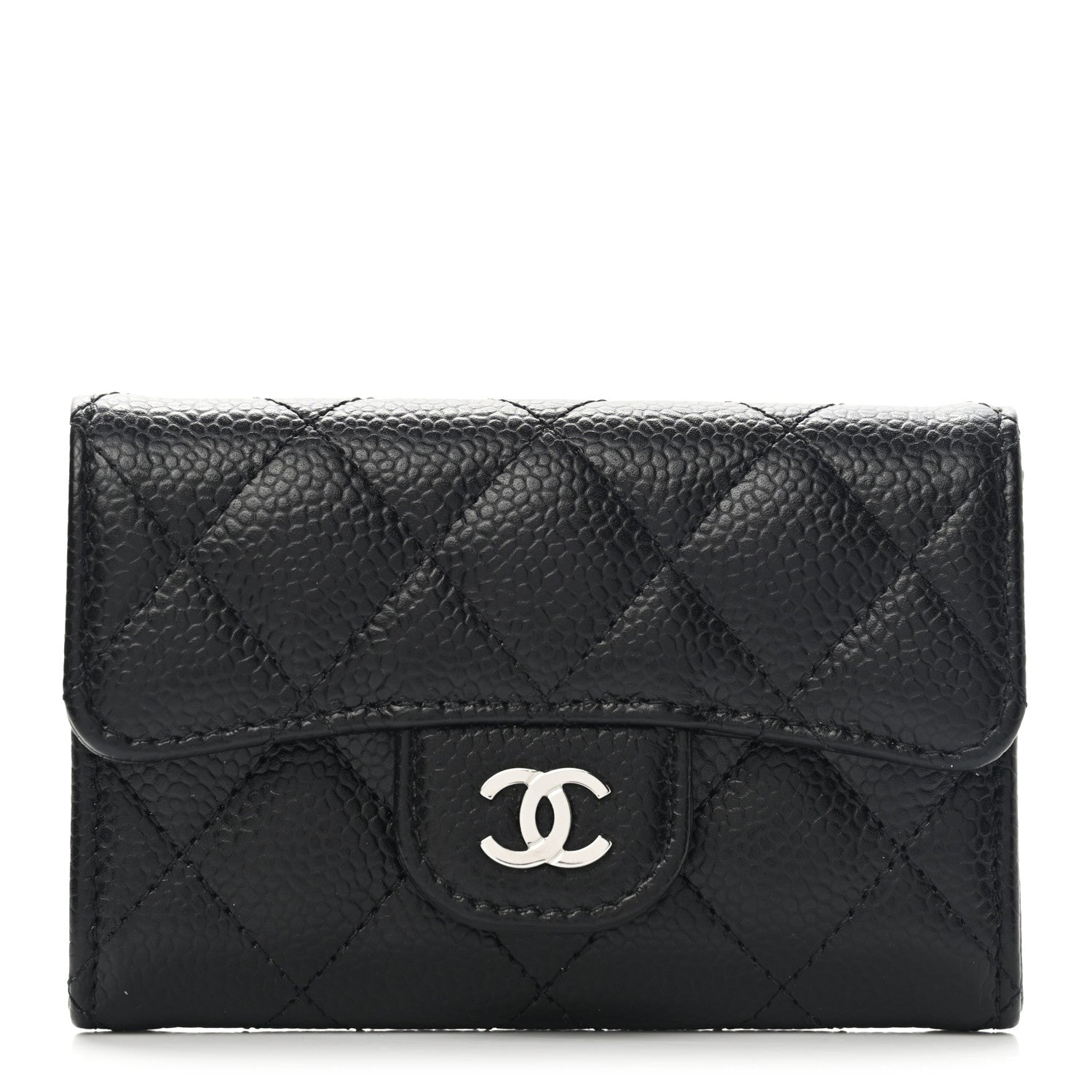 Chanel Caviar Quilted Flap Card Holder Wallet Black 1 of 9